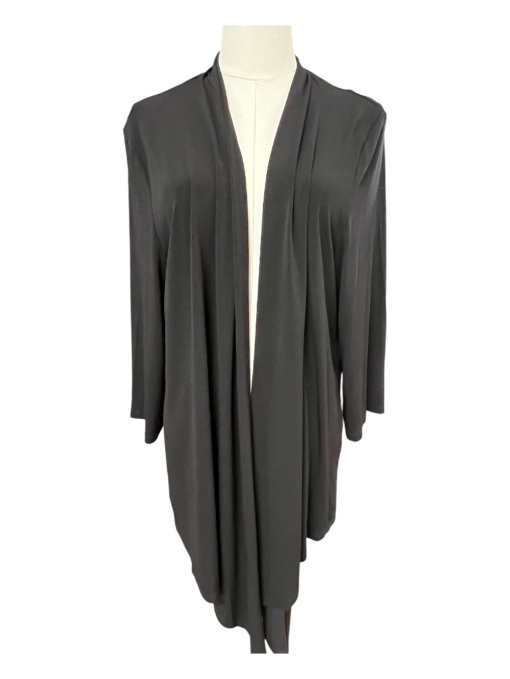 EUC TanJay Black Waterfall Open Front Cardigan | Size 1X